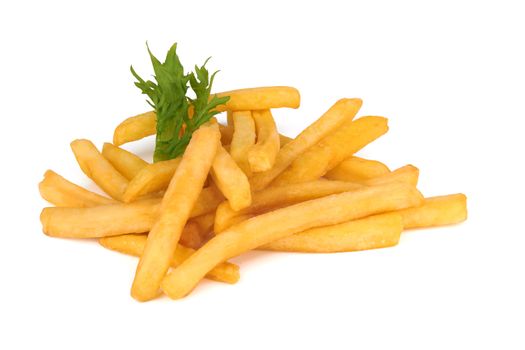 pile of french fries on a white 