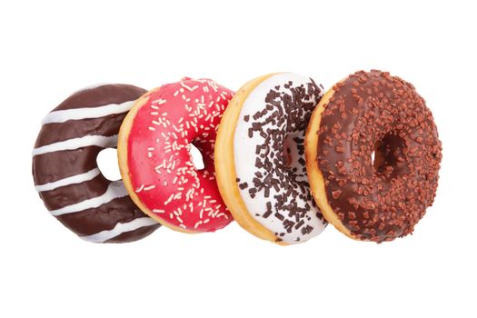 Collection of many donuts isolated on a white