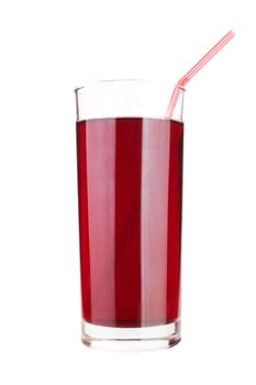 Glass of sweet cherry juice isolated on white 