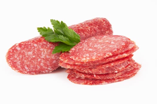 fresh salami isolated on a white background 