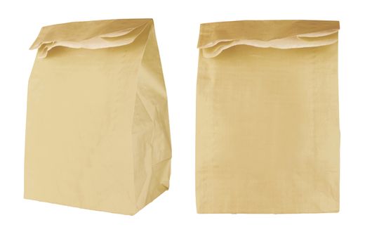 Brown paper bag isolated on white 