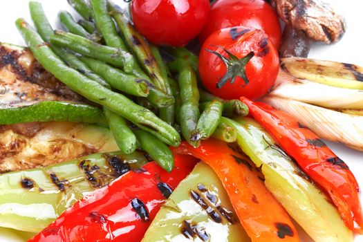 grilled vegetables isolated on a white background 