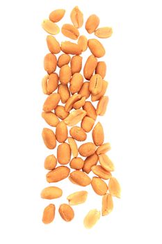 Processed peanuts isolated on a white background 