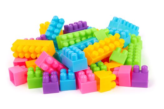 plastic building blocks on a white background 