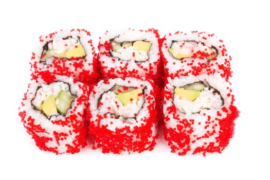 Japan sushi roll set isolated on white