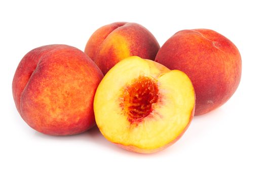 Ripe peach fruit on a white background cutout