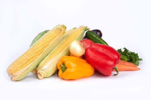 different vegetables on a white background 