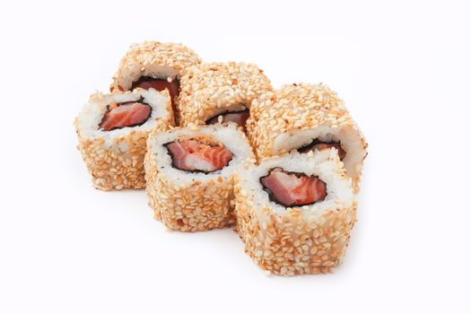 Japan sushi roll set isolated on white