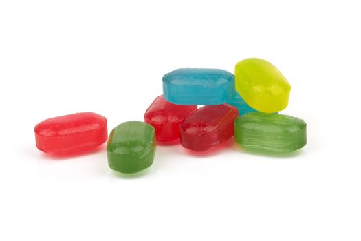 Colorful sweet candies on a white background 