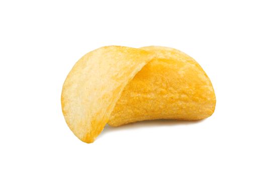 Potato chips isolated on a white background.