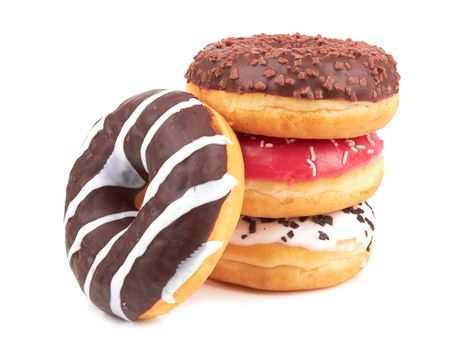 different kinds of donuts on a white background 