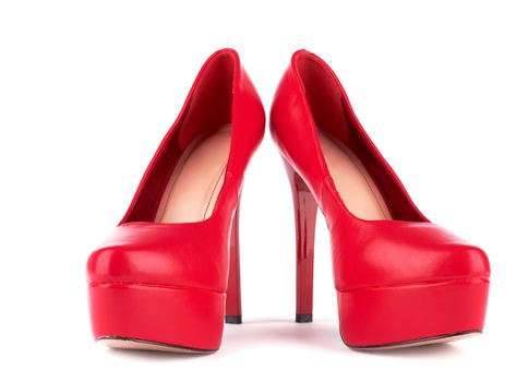 Red woman shoes isolated on white 