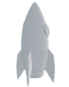 3d printed rocket isolated on white background. 3D illustration