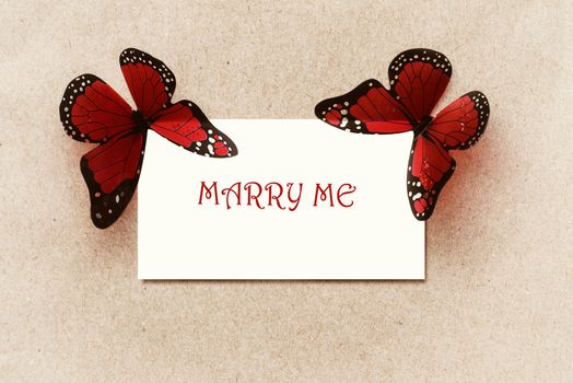 Valentines day romantic background, happy holiday on February 14, love concept. Postcard background, decorated with butterfly . Decorative card for the holiday. Vanentine Day. Copy free space.