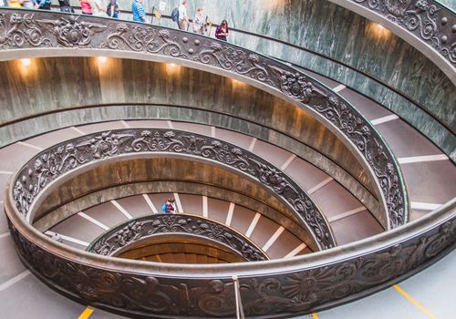 Bramante double helix staircase at the Vatican Museum in Rome, Italy