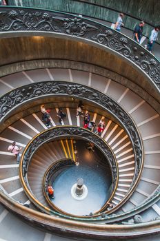 Bramante double helix staircase at the Vatican Museum in Rome, Italy