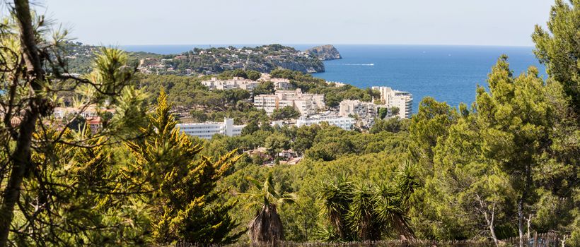 Panorama of the bay Paguera photographed from the mountain in Costa de la Calma.