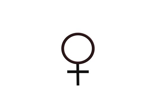The symbol of the Roman goddess Venus is often used to represent the female sex.