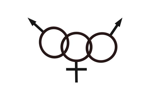Biological Character Man, Woman, Man.Cuckold Logo Symbol Tattoo in Black - Sexy Cuckolding.
