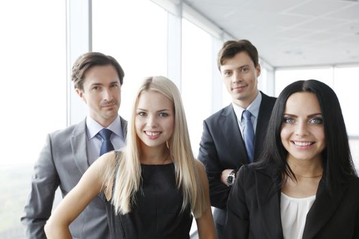 Portrait of happy business team , coworkers in office