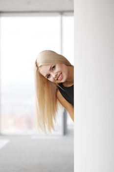 Close up portrait of young woman in business suit