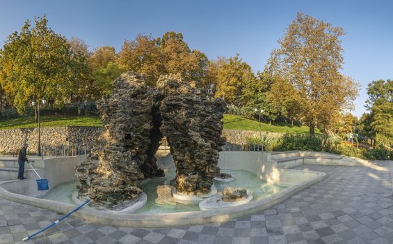 Panoramic view in the Istanbul park in Odessa, Ukraine on a sunny autumn morning