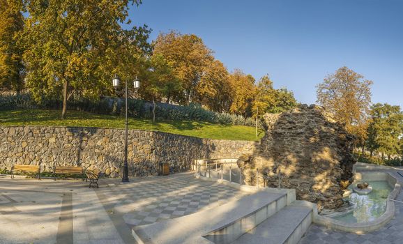 Panoramic view in the Istanbul park in Odessa, Ukraine on a sunny autumn morning