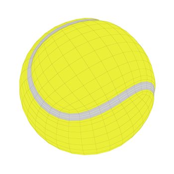 3D wire-frame model of tennis ball on white background