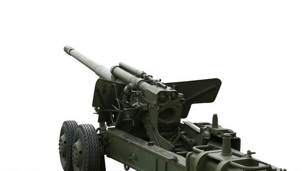 World War II Soviet cannon isolated on white background. Clipping path is included