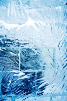 Nice abstract blue background made from clean blue ice bricks