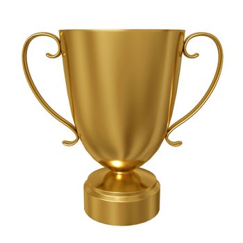 Gold trophy cup isolated against a white background