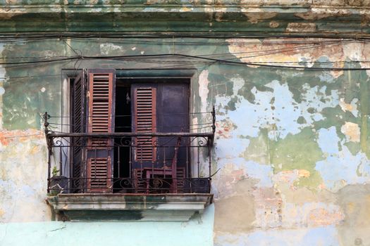 Old balcony isolated on cement wall