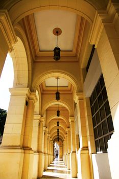 Typical portico under a colonial building in Cuba