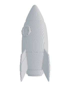 3d printed rocket isolated on white background. 3D illustration