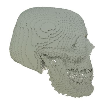 3d printed skull isolated on white background. 3D illustration