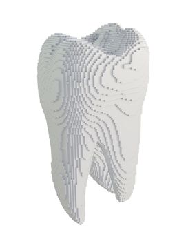 3d printed tooth isolated on white background. 3D illustration