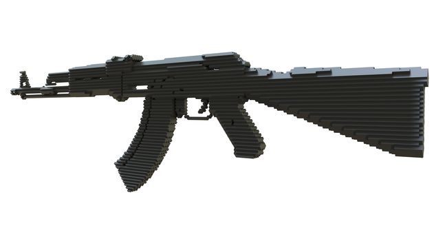 3d printed machine gun isolated on white background. 3D illustration
