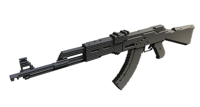 3d printed machine gun isolated on white background. 3D illustration