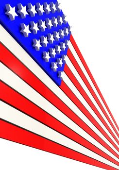 3D Rendering of American Flag in Strong Perspective