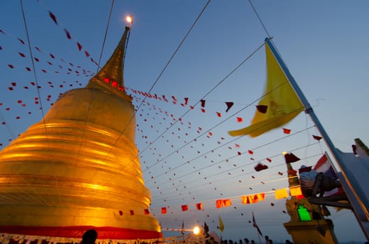 Phukhao Thong Temple  on the night