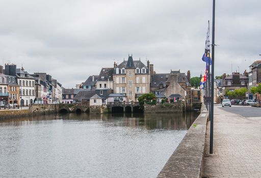 Downtown Landerneau in Finistère, France