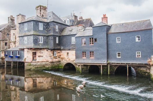Rohan bridge in the city center of Landerneau in the Finistère in France