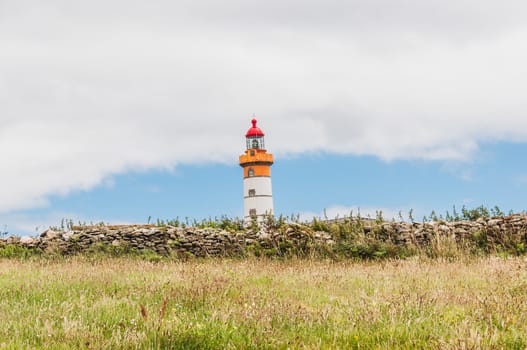 Saint-Mathieu lighthouse and former abbey at Pointe Saint-Mathieu in Plougonvelin, Finistère, France