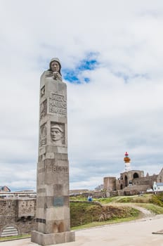 Saint-Mathieu lighthouse and former abbey at Pointe Saint-Mathieu in Plougonvelin, Finistère, France