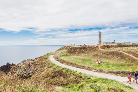 Saint-Mathieu lighthouse and former abbey at Pointe Saint-Mathieu in Plougonvelin, Finistère, France