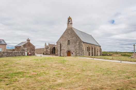 Saint-Mathieu lighthouse and former abbey at Pointe Saint-Mathieu in Plougonvelin, Finistère, France
