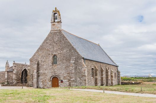 Saint-Mathieu lighthouse and former abbey at Pointe Saint-Mathieu in Plougonvelin, Finistère, France