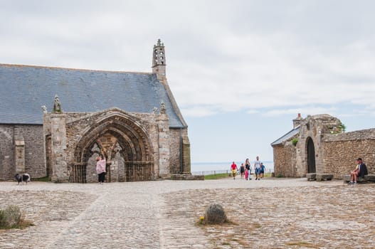 Saint-Mathieu lighthouse and former abbey at Pointe Saint-Mathieu in Plougonvelin, Finistère, France