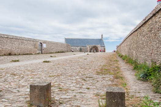 Saint-Mathieu lighthouse and former abbey at Pointe Saint-Mathieu in Plougonvelin, Finistère, France