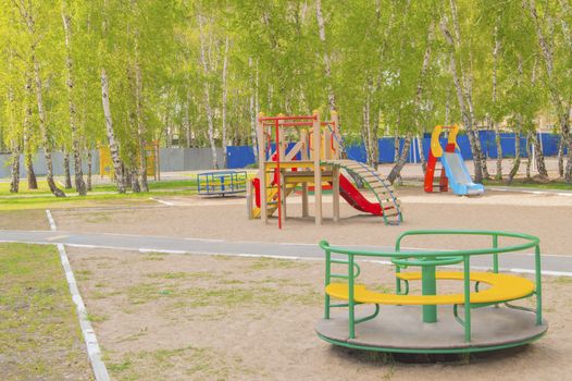 Colorful children's Playground in the Park. Summer, vacation nobody